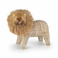 L&ouml;we aus Kunstharz mit Holzoptik handgefertigt L&ouml;wenfigur edel f&uuml;r Schreibtisch