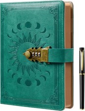 Lock Diary with Pen, A5 Ruled 240 Pages PU Leather Journal with Lock, Vintage Ed