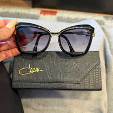 CAZAL Women’s Square Sunglasses Black Frame Gray Gradient Tinted Lenses Case