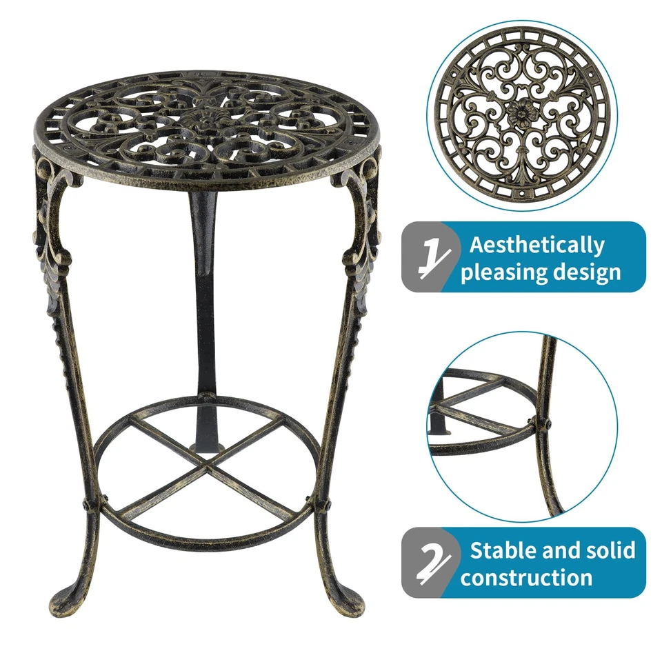 Чугунная подставка для горшечных растений высотой 18,8 дюйма, 2-уровневая стойка для рассады, высокопрочная... - Изображение 4 из 4