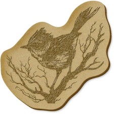 6 x 'Zaunkönig Vogel auf Ast' MDF Basteln Verzierungen (EB00031753)