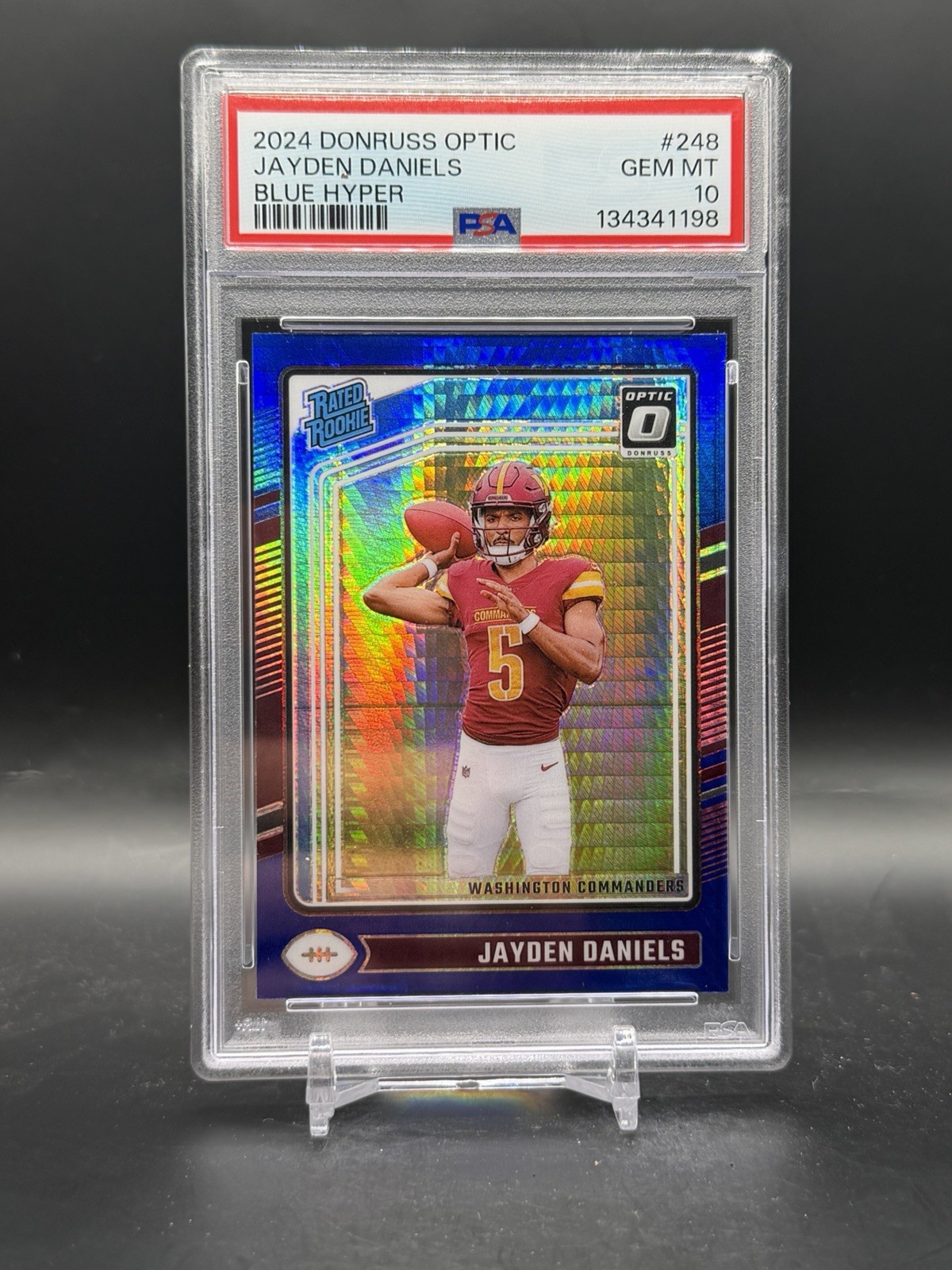 2024 Donruss Optic Jayden Daniels Blue Hyper 248 PSA 10 GEM MINT RC RATED ROOKIE