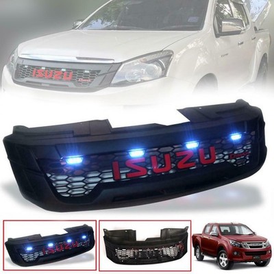 FRONT GRILLE GRILL MATTE BLACK RED LOGO WHITE LED FOR ISUZU D-MAX DMAX 2012-15