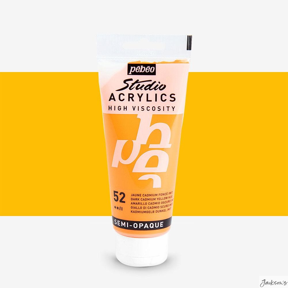 Pebeo Studio Acrylic Paint High Viscosity 100ml Dark Cadmium Yellow Hue
