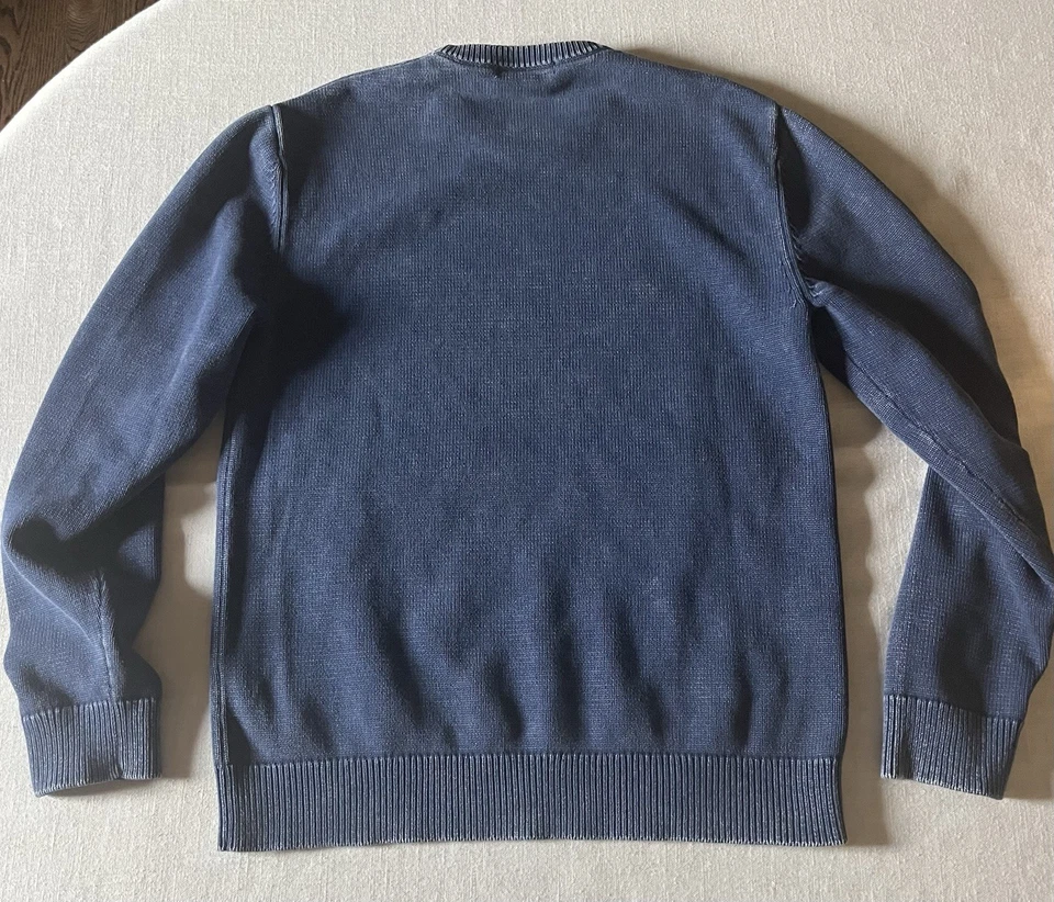 Suéter Robert Barakett Azul Lavado a la Piedra Para Hombre’s M 100% Algodón Cuello Redondo Usado en Excelente Condición Foto 3 de 4