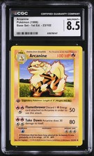 arcanine pokemon card 23/102 #23/102  1999 Pokmon Base Set  CGC Gem Mint 10  Dad and Son Trading Co Stage 1 Pokemon Card JP 151 [SV2a