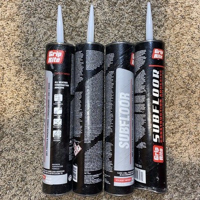 Lot Of 4 Grip-Rite Grip-rite Subfloor Adhesive Solvent-based LARGE 28oz tubes