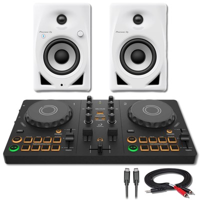 AlphaTheta DDJ-FLX2 2-Deck DJ Controller with Stereo Cable and DM-40D-W-BT