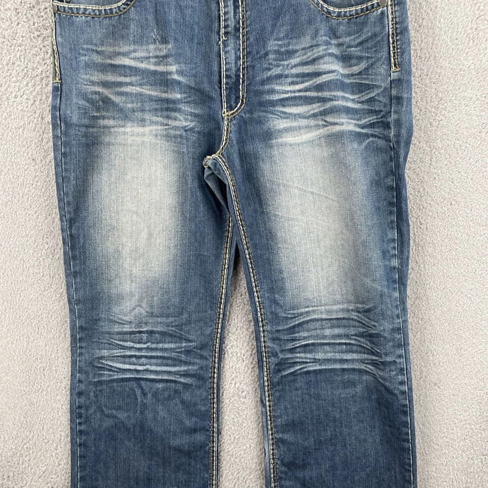 Pantalones de mezclilla Hama de colección para hombre 40x33 Y2K bordados azules Hip Hop ropa de calle Foto 3 de 4