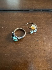 Handmade Copper Wire Duo Rings Size 4 And 5 With Stones