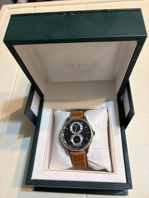 Paul Picot Regulator Automatic 42mm SS Black Dial Brown Leather Box Papers