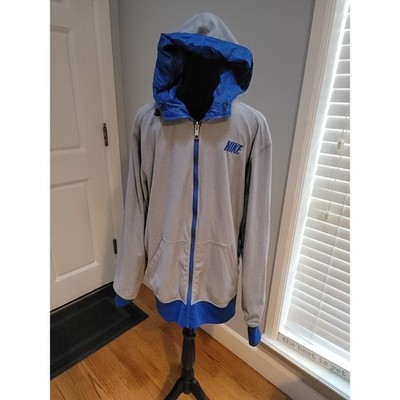 Nike Lightweight Reversible Zip Front Hoodie Jacket Blue Gray Mens Medium