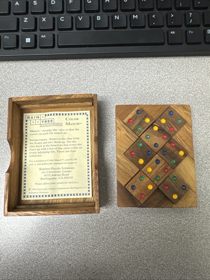 Rompecabezas de madera de árbol de lluvia vintage "coincidencia de colores" estilo dominó juego a juego Foto 3 de 4