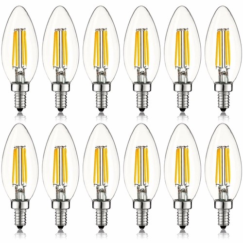 Luxrite 4W Candelabra LED Bulb Dimmable 3000K 430lm Torpedo Tip UL (12-Pack)