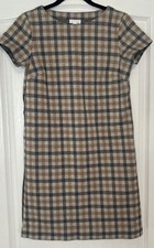 J.JILL Plaid Dress Size XS Split Fabric Back Gray Brown Knee Length Pockets