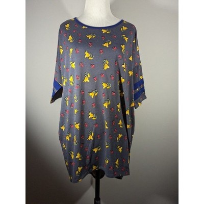 NEW Lularoe Irma Floral Grey Short Sleeve Relaxed Sz S Cottagecore Fairy Artsy