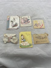 Lot 6 Vintage Baby /Announcement Cards USED Scrapbook Crafts 1937