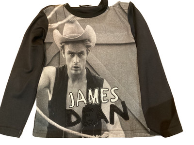 Neu Kinder Dolce & Gabbana James Dean Print Top in Grau, Schwarz, Weiß UK 18-24 Monate
