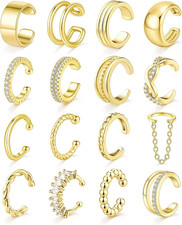16Pcs Ear Cuffs Non Piercing Ear Cuff Earrings for Women  14K Gold Plated Ear C