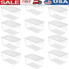 Stackable Clear Storage Bins Pantry Organization Kitchen Bathroom Essentials New