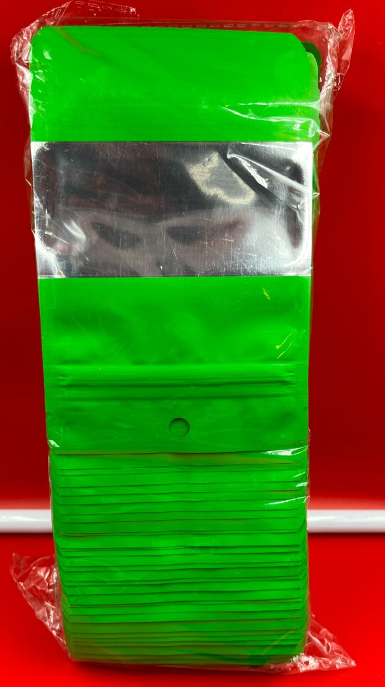 150 Pack Stand Up Matte Green Metallic Zip Lock Bags 3.9" x 5.9" NEW