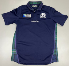 Scotland Men's Rugby Shirt Macron 2015 World Cup Home Jersey Tartan Size S Small