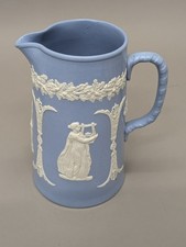 Dudson Brothers Sprigged Jasper Ware 1890s Antique  Jug Basket  Handle 17cm.