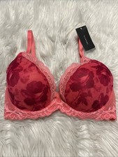 Natori 34D Bra Floral Feathers Plunge 730023 Underwire Back Closure NEW 68