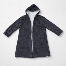 Unisex Cozy Hooded Gray Robe with Pockets Bathrobe Size M