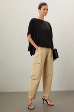 Natori Black Stretch Crepe Top Size L-XL Designer MSRP $495