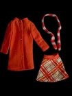 Vintage Barbie Anti Freezers Coat Skirt Scarf Outfit #1464 Orange Plaid 3 Piece