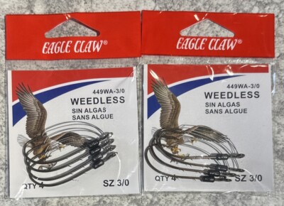 2 Packs Eagle Claw Weedless Hooks Size 3/0