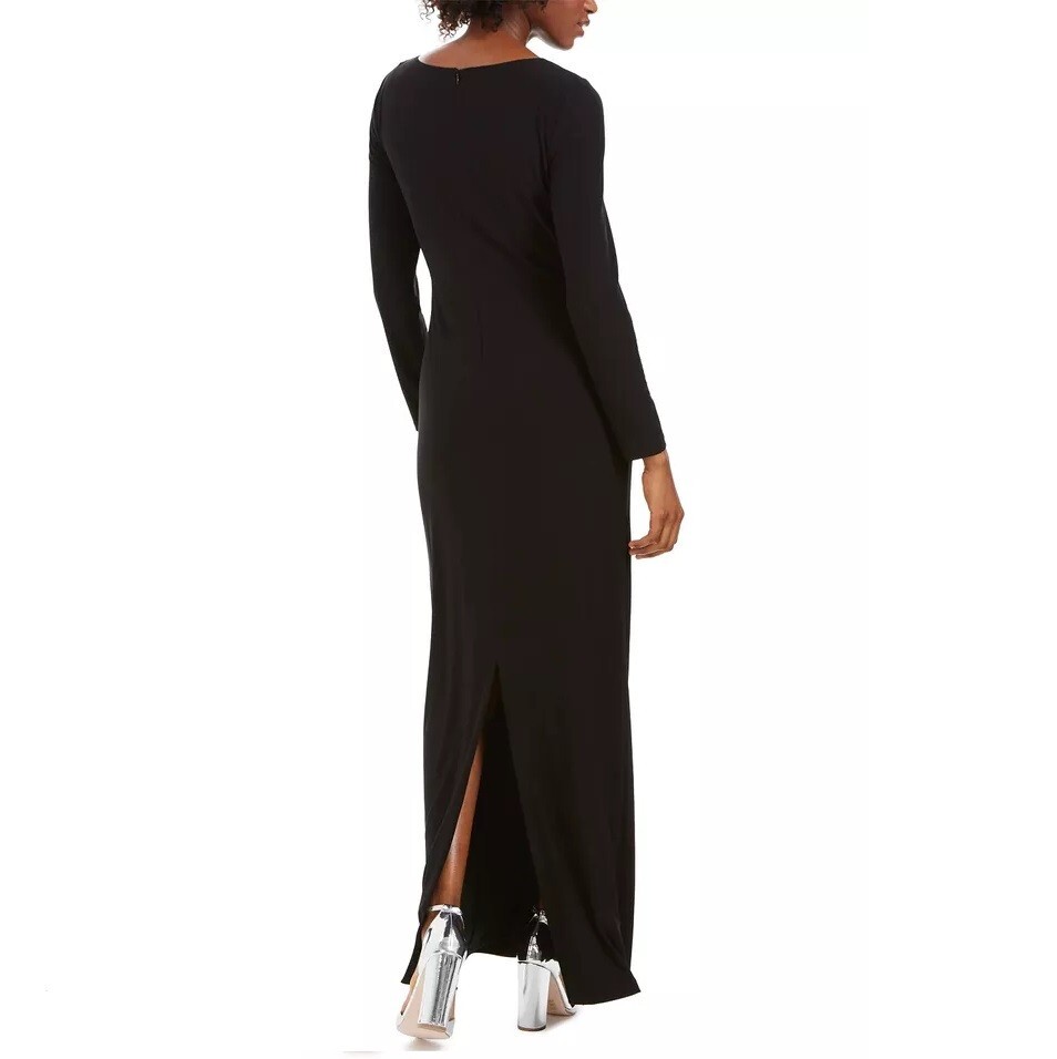 Vince Camuto Womens 6 Black Embellished Long Sleeve Maxi Dress NWT