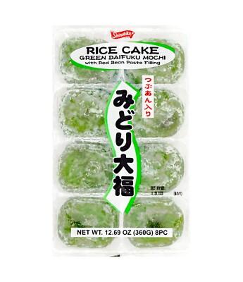 Shirakiku Midori Daifuku Azuki Japanese Green Mochi Rice Cake Red Bean Dessert
