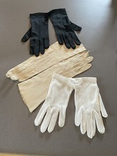 3 Pair Of Vintage Gloves One Leather Size 7.5 Others Smaller