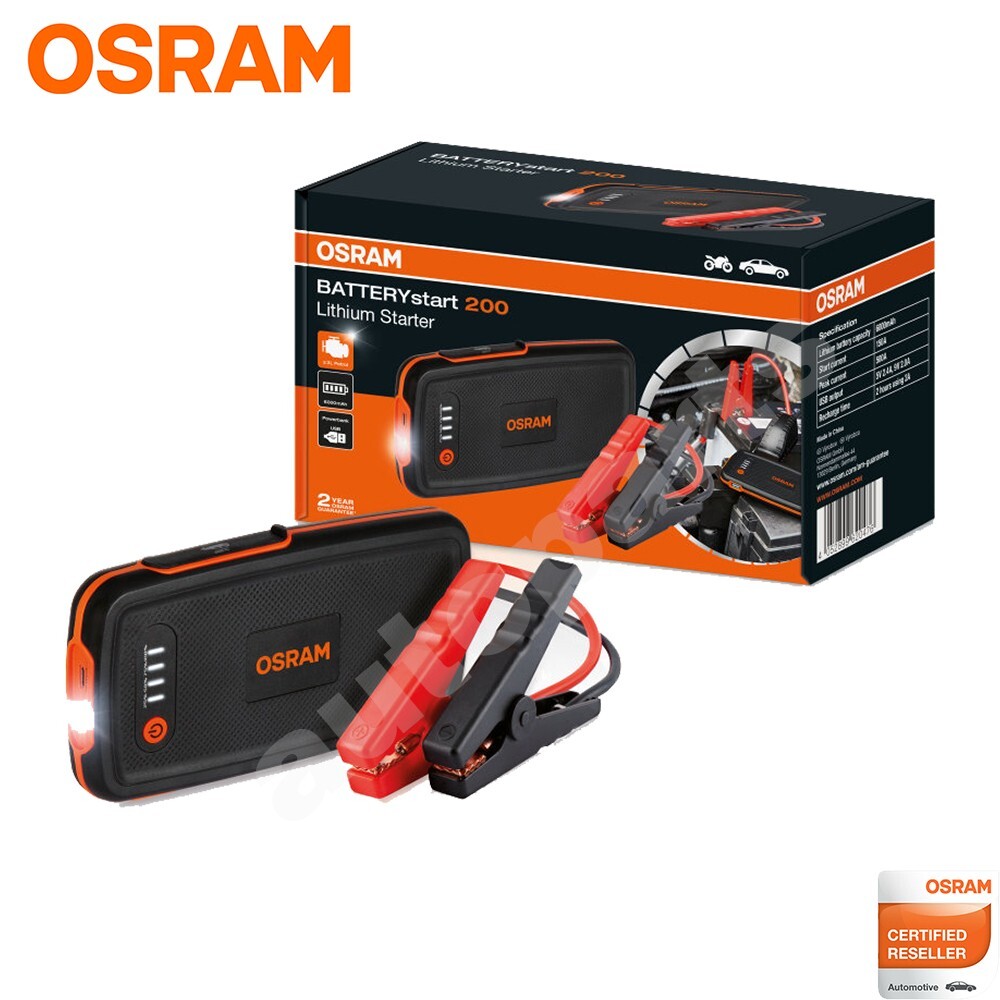 Battery Starter 200 Avviatore Osram Batteria Auto e Moto 12V 6000 mAH Power Bank