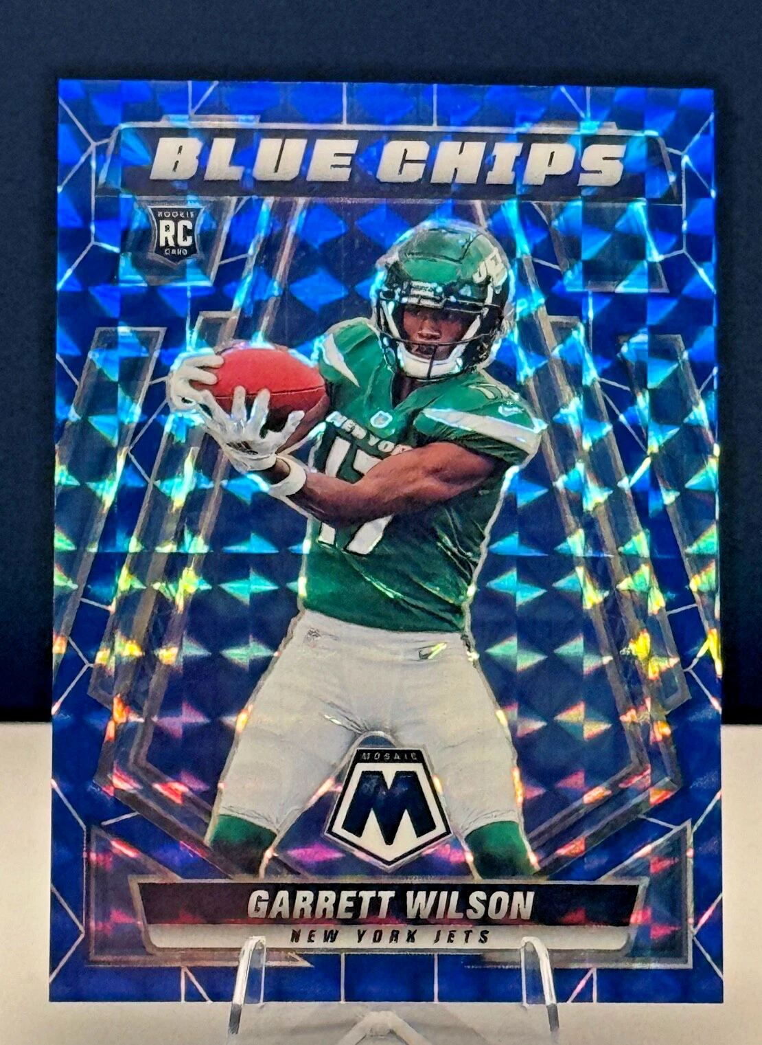 Garrett Wilson Panini Mosaic Blue Chips #BC7 Black Mosaic 1/1
