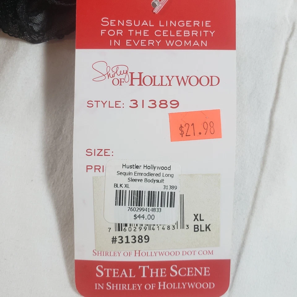 Body Shirley of Hollywood Lentejuelas Bordado Manga Larga XL Negro 31389 Foto 3 de 4