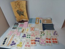 Lot of Vintage Misc Sewing Craft Buttons Zippers Tips Patch Bias Tape Costumaker