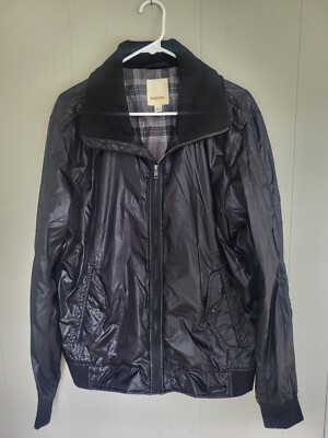 Diesel Mens Black Bomber sz. XL Extra-Large Nylon / Polyester Jacket  Zip-up 