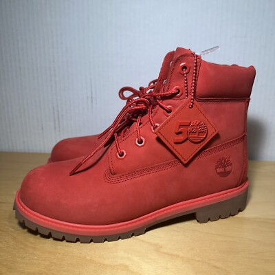 Men 6.5 / Women 8 - Timberland 50th Anniversary Edition Premium 6  Red Boots New