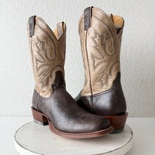 Rod Patrick Mens Cowboy Boots Mocha Antique Bison Leather Blunt Toe Size 12.5AA