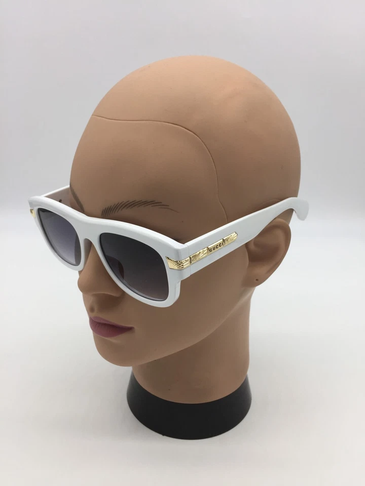 Gucci Women's White Designer Sunglasses 53-20-145 Grey Lens - Image 3 of 4