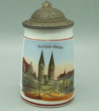 Kleiner Krug Marktplatz Bremen Souvenir um 1900 Porzellan Hansestadt Andenken