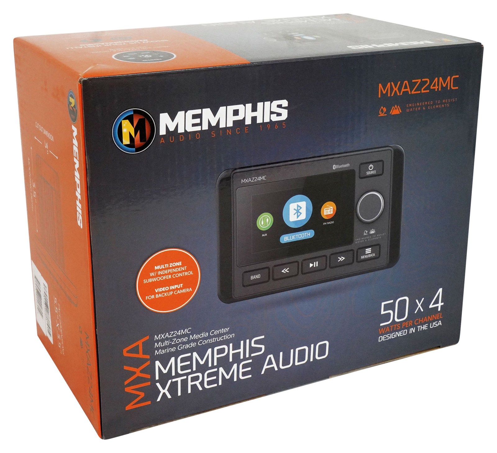 2-зонный морской Bluetooth-приемник Memphis MXAZ24MC Черные светодиодные динамики для вейкборда