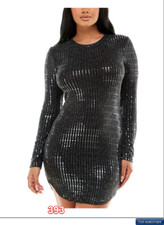 B Darlin Juniors Metallic Bodycon Dres Black M