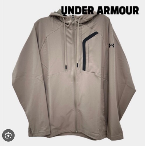 Under Armour Men's Sportstyle Woven Jacket Zip Up Hooded 1388014 Light Gray 2XL