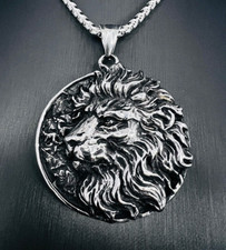 King Löwe Anhänger Edelstahl Kette Stern Zeichen Tier König Schmuck Biker 292A