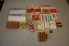 Assorted Lot of Vintage Sewing Supplies: Rickrack, Buttons, Snaps, Thread
