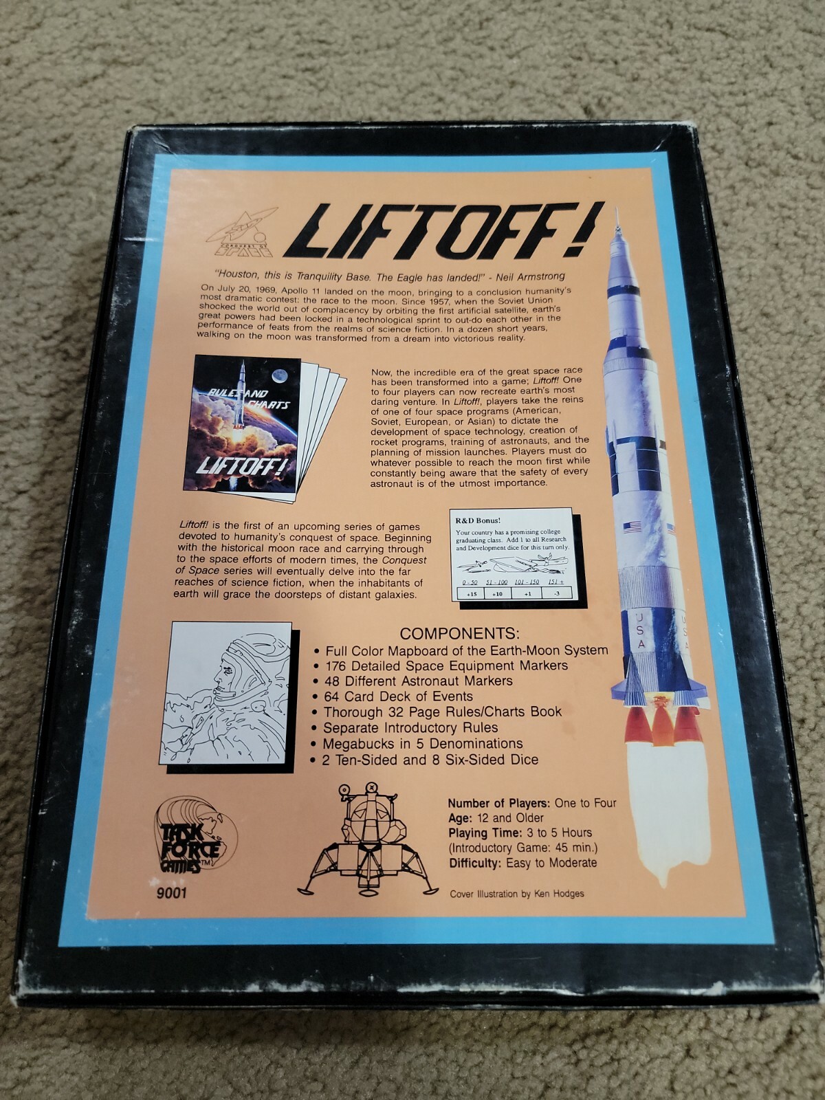 1989 Task Force Games Liftoff! Board Game Complete Race to the Moon